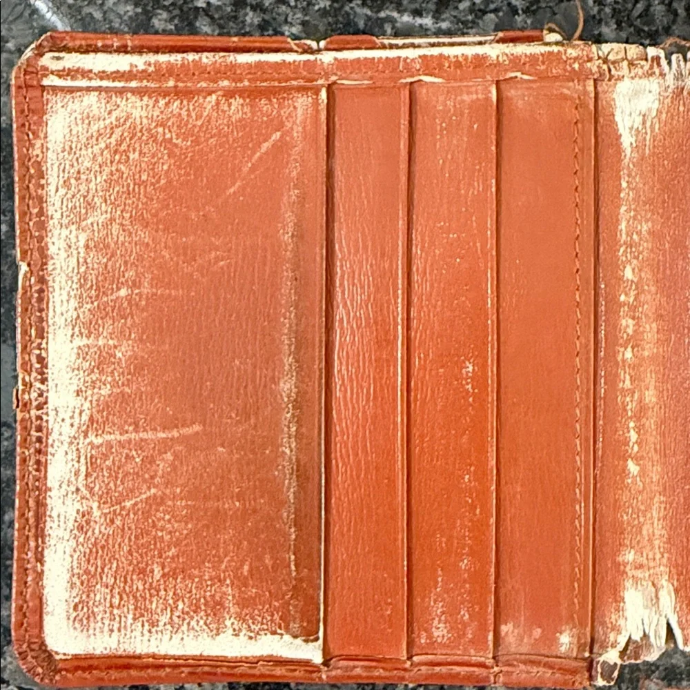 Louis Vuitton textured Orange Epi Leather Bifold project rehab wallet COA